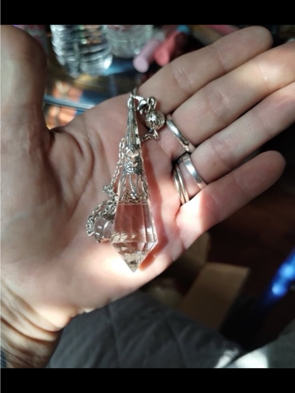 Faceted Crystal Pendant Necklace in Clear